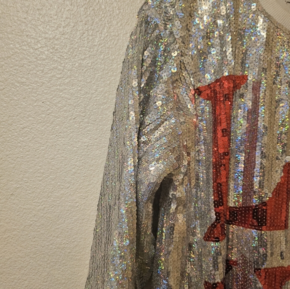 FANCY DREAM SEQUIN DRESS/TOP RED/SILVER/SMALL - Picture 4 of 5